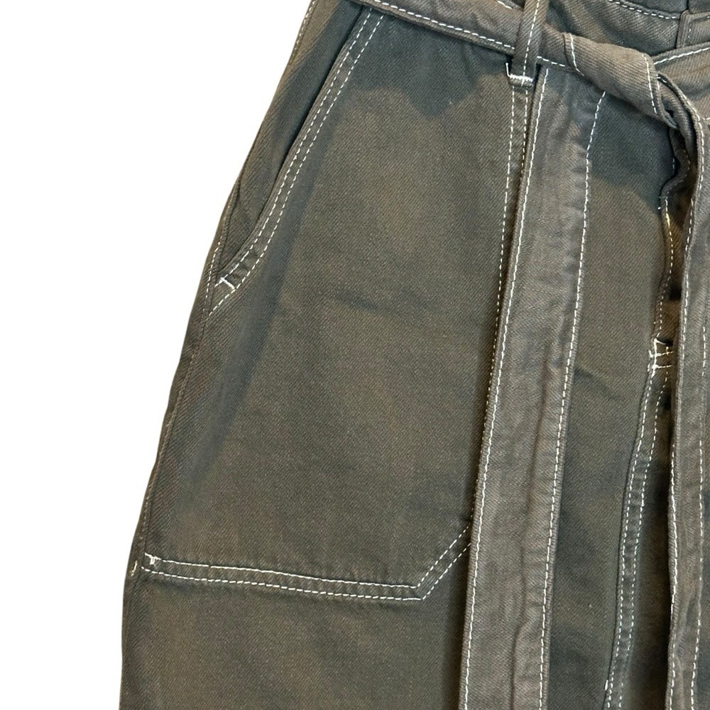 Free People Splendor  In The Grass Army Green Paper Bag Denim Skirt Size 4 NEW - Picture 5 of 11